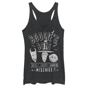 Women's The Nightmare Before Christmas Halloween Lock Shock and Barrel Boogie's Boys Racerback Tank Top - 1 of 4