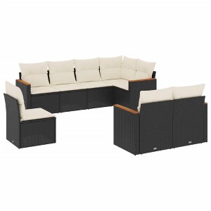 vidaXL Garden Sofa Set Black and Cream White - 1 of 4
