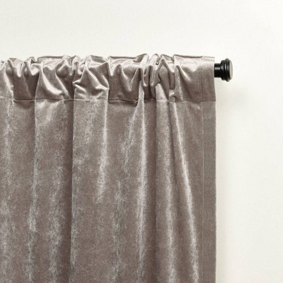 Taupe Velvet Light-Filtering Back Tab Window Curtain Panels, 52" x 84"