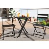 Outdoor 3 Piece Patio Bistro Set, Folding Patio Furniture with 1 Table and 2 Chairs, Outdoor Bistro Set for Balcony, Porch, Garden (Black) - 2 of 4