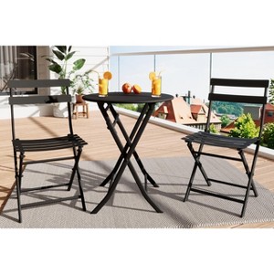 3-Piece Outdoor Bistro Set - Small Iron Patio Table & 2 Chairs, Cafe Dining Set for Balcony, Garden, Apartment, All-Weather Bistro Furniture - 1 of 4