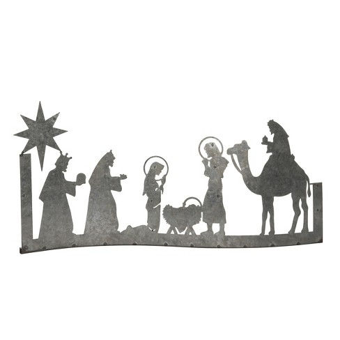 Transpac Metal  In. Gray Christmas Die Cut Nativity Scene : Target