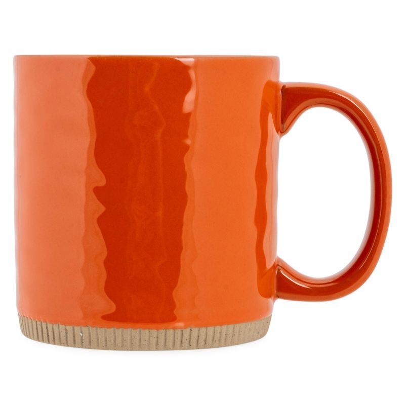 Elanze Designs High Gloss Raw Clay Bottom 15 ounce Ceramic Stoneware Coffee Mugs Set of 4, Burnt Orange, 2 of 6