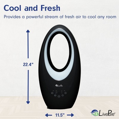 Black Bladeless Remote Controlled Oscillating Pedestal Fan