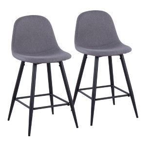 Fabric & Metal Mid-Century Modern Counter Stool (Set of 2) with Upholstered Seat and Backrest for Kitchen, Bar, or Counter Area - 1 of 4