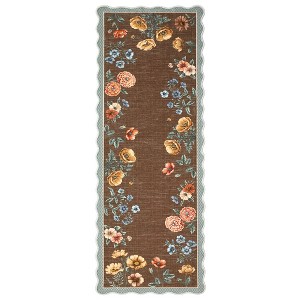 Washable Modern Floral Print Living Room Bedroom Rugs, Indoor Farmhouse Large Throw Carpet for Dining Room Office, Non Slip Floor Cover for Home - 1 of 4