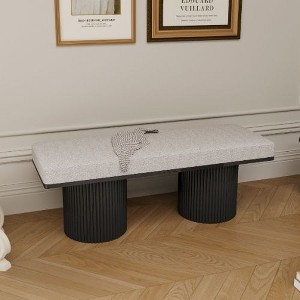 Kumasinova Modern Boucle Ottoman Bench, Upholstered Bench with Chunky Legs, Entryway Bench, Contemporary Bed Bench, Foot Stool for Living Room - 1 of 4