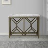 Royal Hampton Sofa Console Table with 41 Inch White Genuine Marble Top and Sandblasted Mango Wood Geometric Frame - 3 of 4