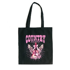 City Creek Prints Coquette Country Music Canvas Tote Bag - 15x16 - Black - 1 of 2