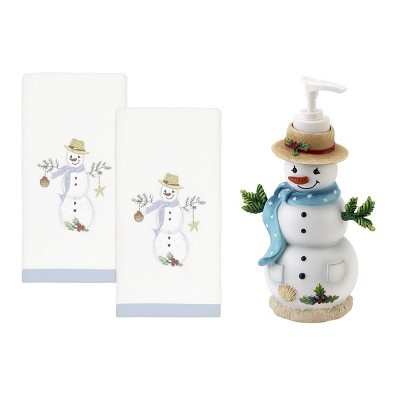 Coastal Snowman Lotion Pump & 2 Pc Fingertip Set