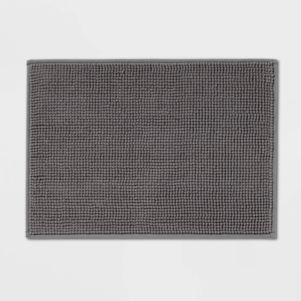 17inx24in Everyday Chenille Bath Rug Dark Gray - Room Essentials™