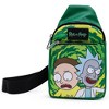 Rick and Morty Bag, Sling, Rick and Morty Get Schwifty Portal Pose Greens, Bounding, Vegan Leather - 4 of 4