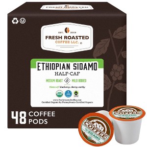 Fresh Roasted Coffee - 48 CT Organic Ethiopian Sidamo Half Caf Medium Roast Single Serve Pods - 1 of 4