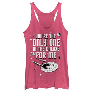 Women's Star Trek Valentine's Day Your The Only One In The Galaxy For Me Racerback Tank Top - 1 of 4