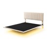 Queen-Size Velvet Upholstered Floating Platform Bed with Integrated Headboard and Sensor Light - 3 of 4