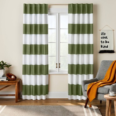84" Blackout Rugby Striped Panel Green - Pillowfort™