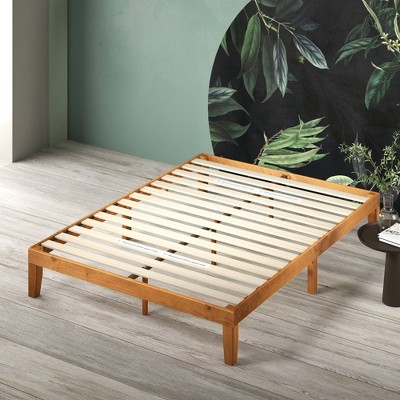 Rustic Pine Full Wood Platform Bed Frame with Slats