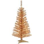 4ft National Christmas Tree Company Champagne Tinsel Artificial Pencil Christmas Tree 70ct Clear
