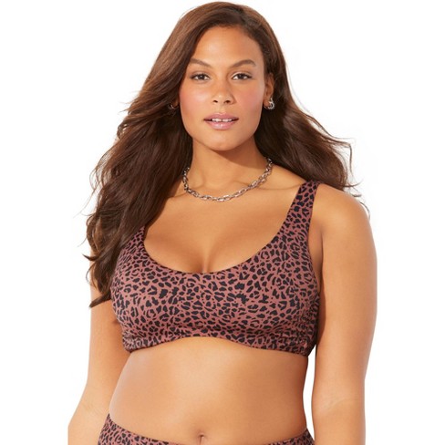 Swimsuits For All Women's Plus Size Executive Underwire Bikini Top, 8 -  Tiny Leopard : Target