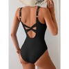 Eomenie One Piece Swimsuit for Women Tummy Control Bathing Suit V Neck Swim Suit Ruched Criss Cross Swimwear - 2 of 3