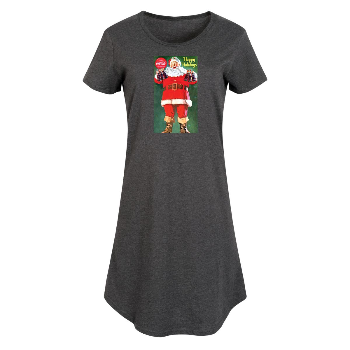Women's - Coca-Cola - Vintage Santa With Coca Cola Bottles Graphic T-shirt Dress