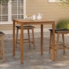 LuxenHome Outdoor Acacia Wood 4-Person Counter Height Table with 4 Stools Set Brown - 4 of 4