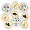Big Dot of Happiness Let's Fiesta - Hanging Fiesta Tissue Decoration Kit - Paper Fans - Set of 9 - 2 of 4