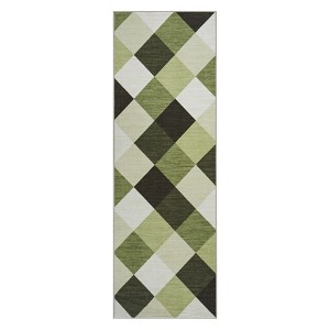Machine Washable Plaid Checkered Design,Indoor Runners Carpet for Hallway, Entryway Indoor,Entry Laundry - 1 of 4