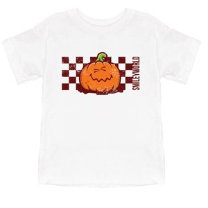 The Juniper Shop SmileyWorld Pumpkin Face Checkered Toddler Short Sleeve Tee - 1 of 4