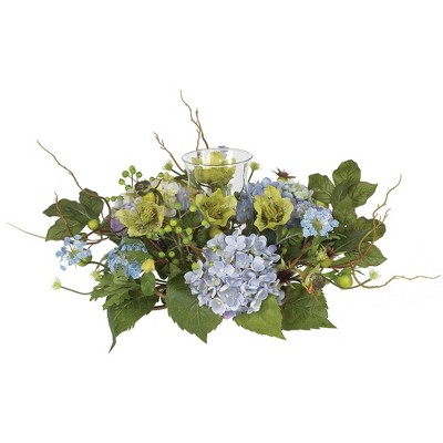 Nearly Natural 9-in Hydrangea Candelabrum Centerpiece