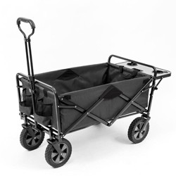 Collapsible Outdoor Utility Wagon with Folding Table and Drink Holders Gray 