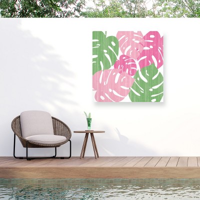 "Monstera II Hot Pink" Outdoor Canvas