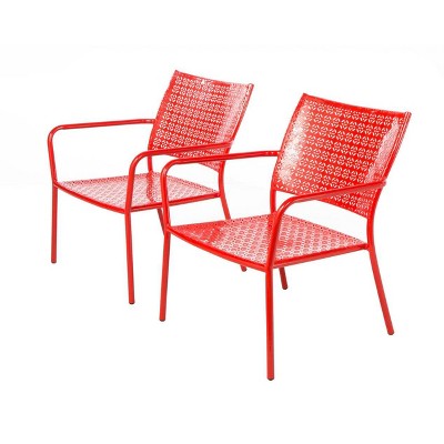 2pc Wrought Iron Martini Low Profile Garden Patio Lounge Chairs - Alfresco Home