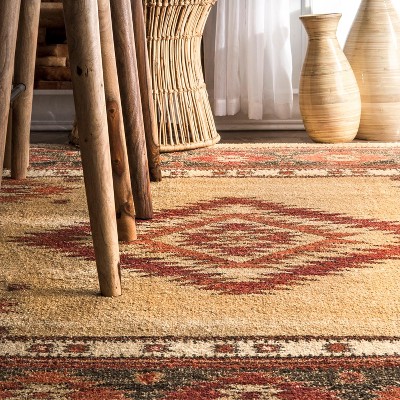 Reversible Margene Tribal Diamond 5' x 7' Beige Area Rug