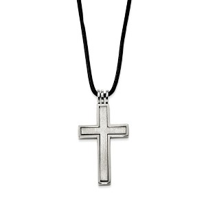 Black Bow Jewelry Stainless Steel and 2 Piece Leather Cord Cross Necklace - 1 of 4