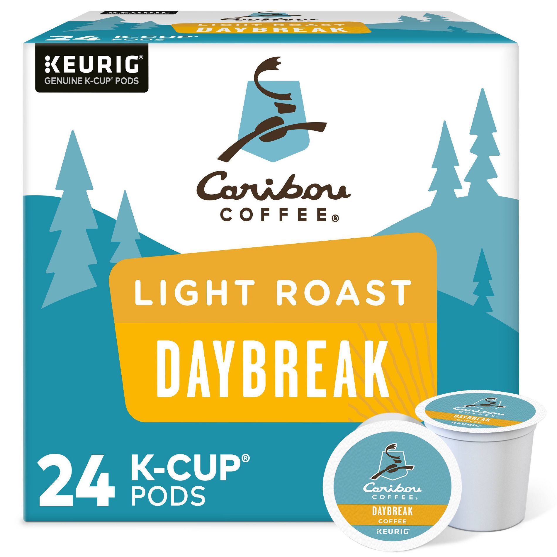 Caribou Coffee Daybreak Blend Light Roast Coffee Keurig K-Cup Coffee Pods