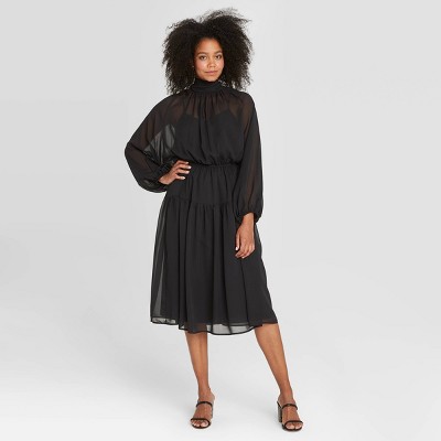 long sleeve black dress target