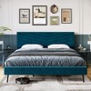 Queen Size Bed Frame with Velvet Upholstered Headboard, Platform Bed with Solid Wood Slats Support - 4 of 4