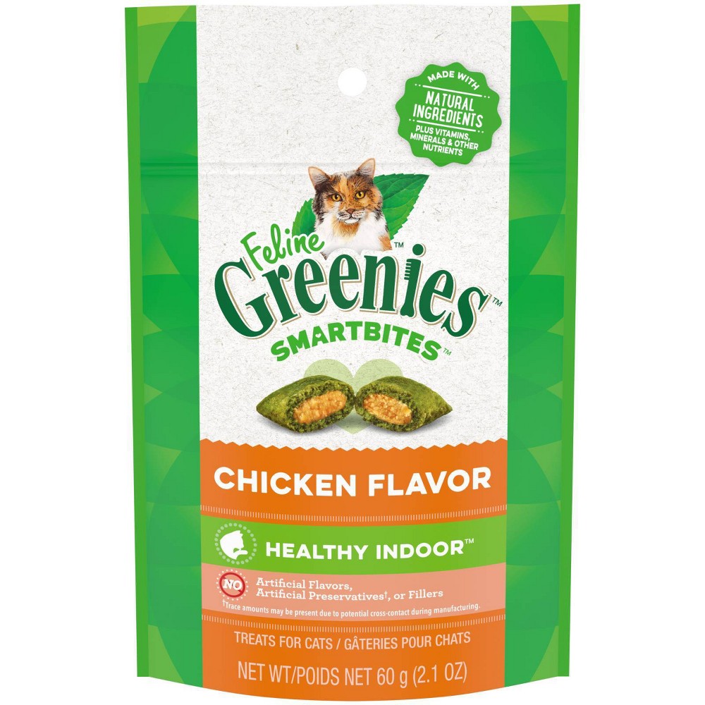 Greenies Smartbites Healthy Chicken Soft & Crunchy Indoor Cat Treats 2.1 oz