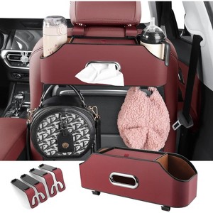 Car Back Seat Organizer with 2 Cup Holders, Napkin Holders with Hook for Travel & Kids - 1 of 4