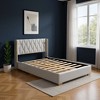 HomeRoots White Tufted Upholstered Queen Bed Frame - 2 of 4