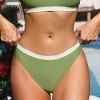 Women's Grass Green Colorblock Standard-Rise Bikini Bottoms - Cupshe - 2 of 4