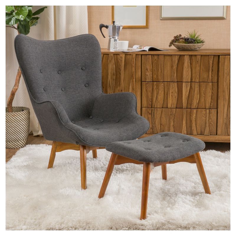 Hariata Fabric Contour Chair with Ottoman Set - Christopher Knight Home, 3 of 6