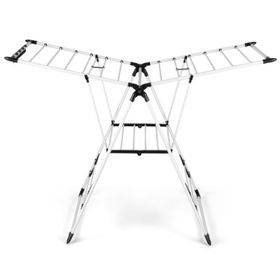 SKONYON 2-Level Clothes Drying Rack with Height-Adjustable Gullwing