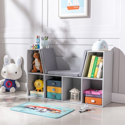 NicBex Kids 5-Shelf Bookcase with Storage Drawer Montessori Toy Organizer Playroom Storage System with Anti-Tip Anchors