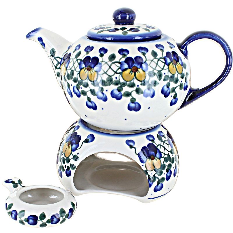 Blue Rose Polish Pottery 8C-36BC WR Unikat Teapot & Warmer, 1 of 2