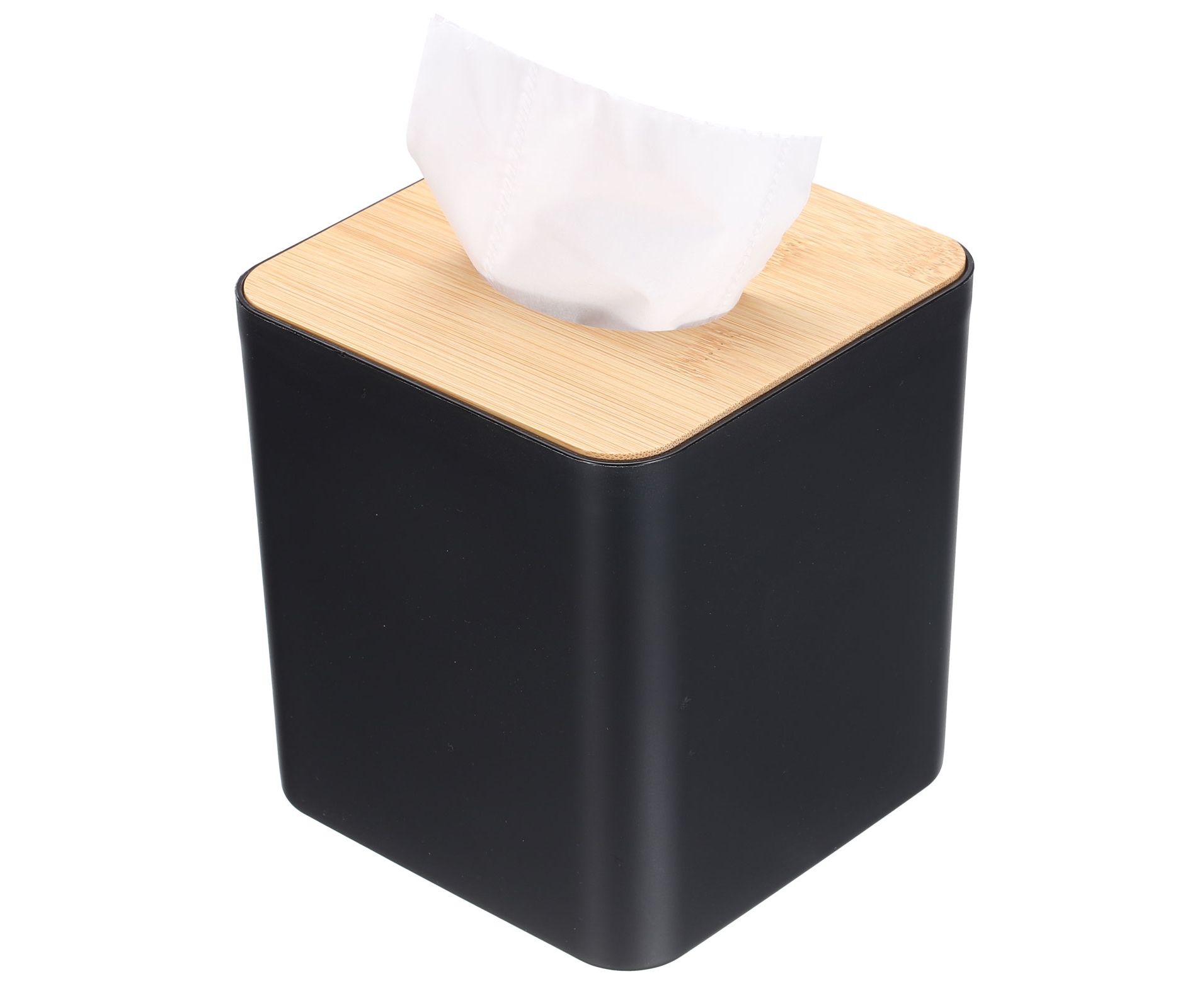 Unique Bargains Square Holder Tissue Cube Box Cover with Bamboo Lid 1 Pc