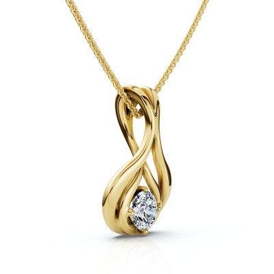 Pompeii3 1/5Ct Solitaire Lotus Diamond Pendant 14k Gold 18" Necklace Lab Created