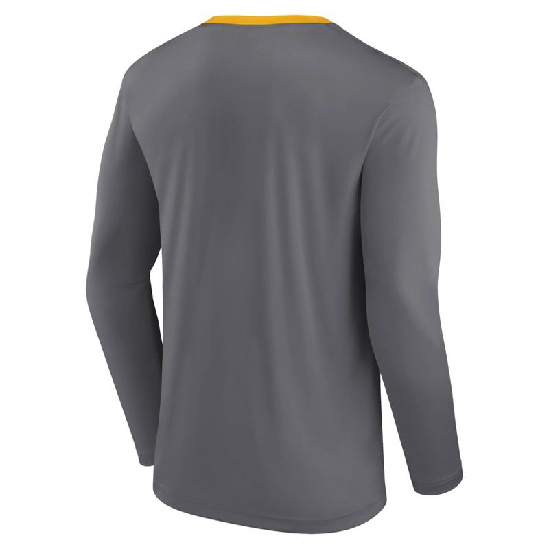NBA Los Angeles Lakers Men&#39;s Long Sleeve Gray Pick and Roll Poly Performance T-Shirt, 3 of 4