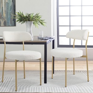 DOMETOUR Set of 2 Upholstered Dining Chairs with Curved Backrest & Metal Legs - 1 of 4